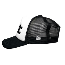 Load image into Gallery viewer, LOST SCRIPT TRUCKER HAT (WHITE/BLACK)
